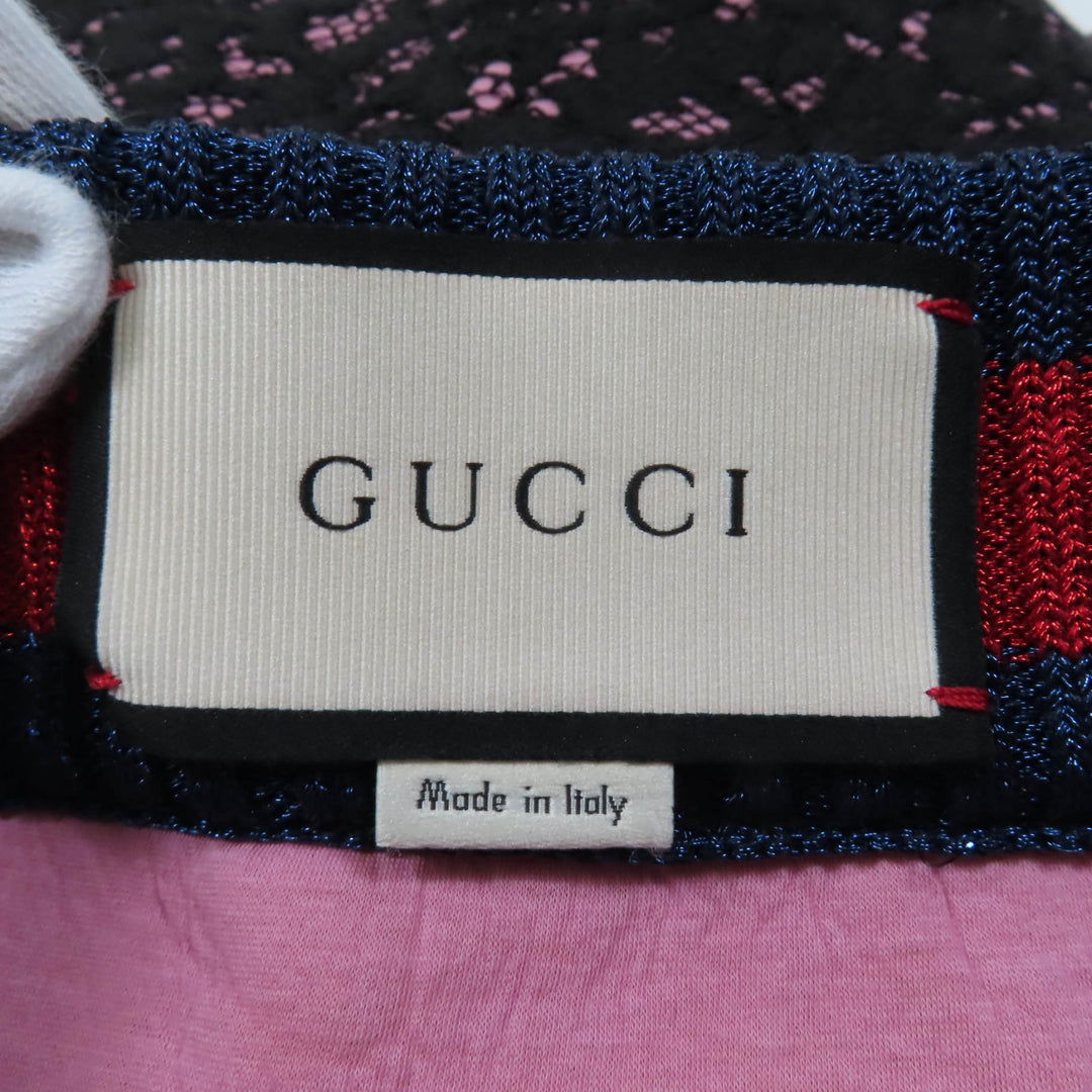 素晴らしい GUCCI スカート シェリーライン 台形 レース ブラック ピンク コットン レディース S 457919