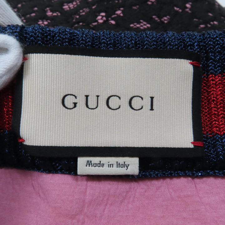 素晴らしい GUCCI スカート シェリーライン 台形 レース ブラック ピンク コットン レディース S 457919
