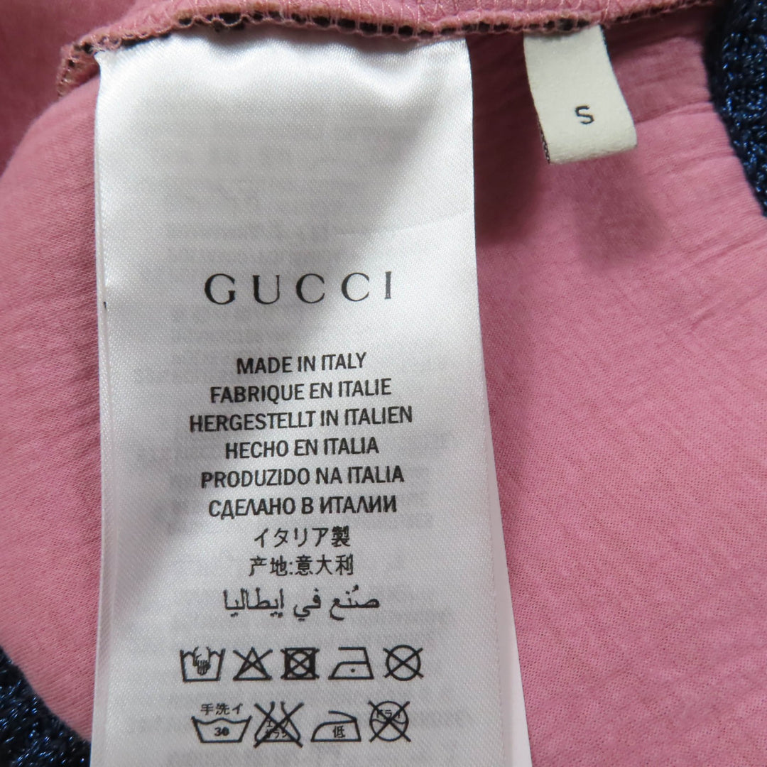 素晴らしい GUCCI スカート シェリーライン 台形 レース ブラック ピンク コットン レディース S 457919