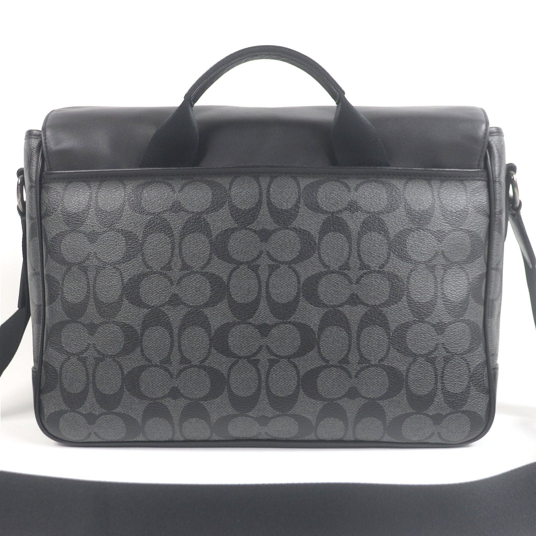 Great COACH Shoulder Bag Signature Truck Messenger Bag black leather mens C2793