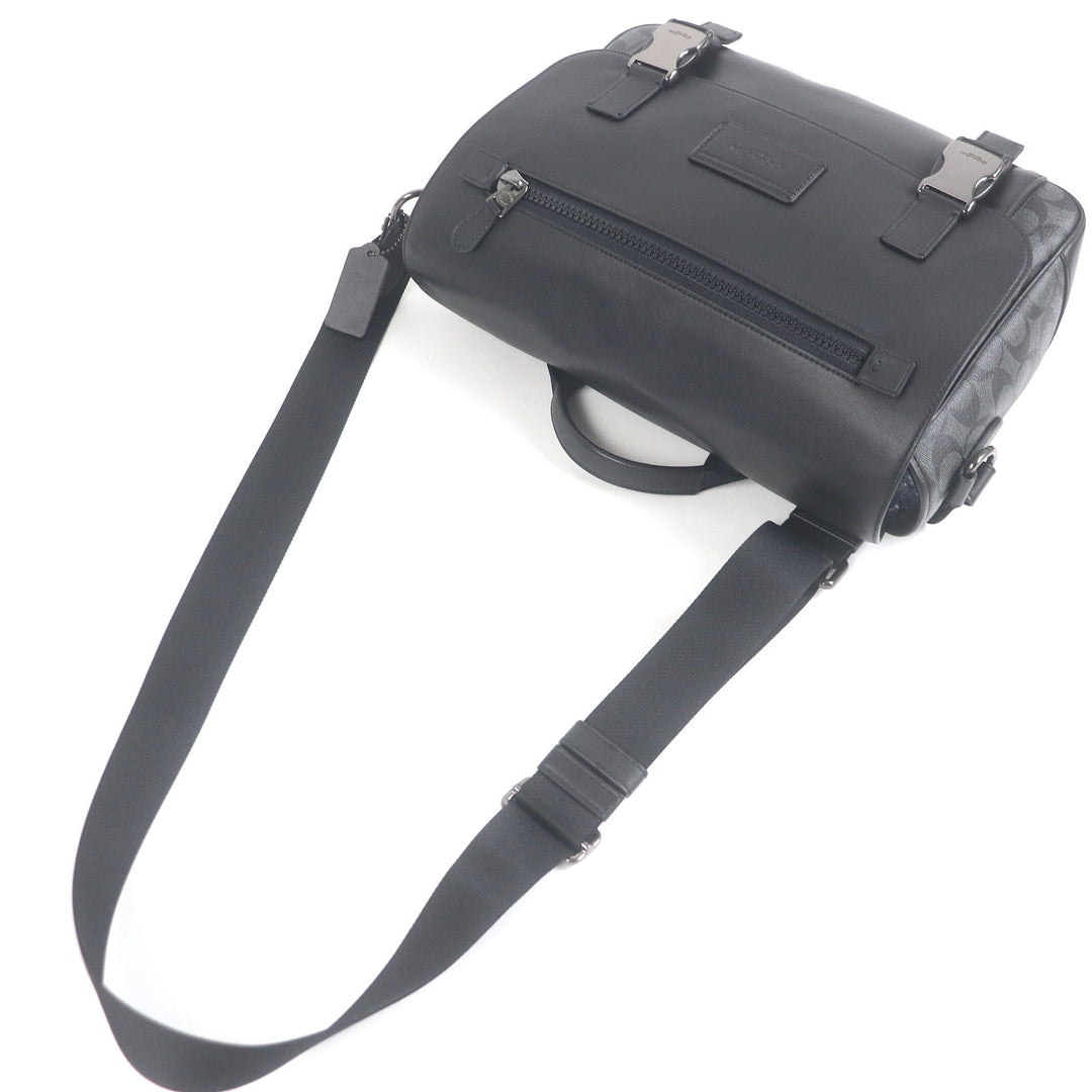 Great COACH Shoulder Bag Signature Truck Messenger Bag black leather mens C2793