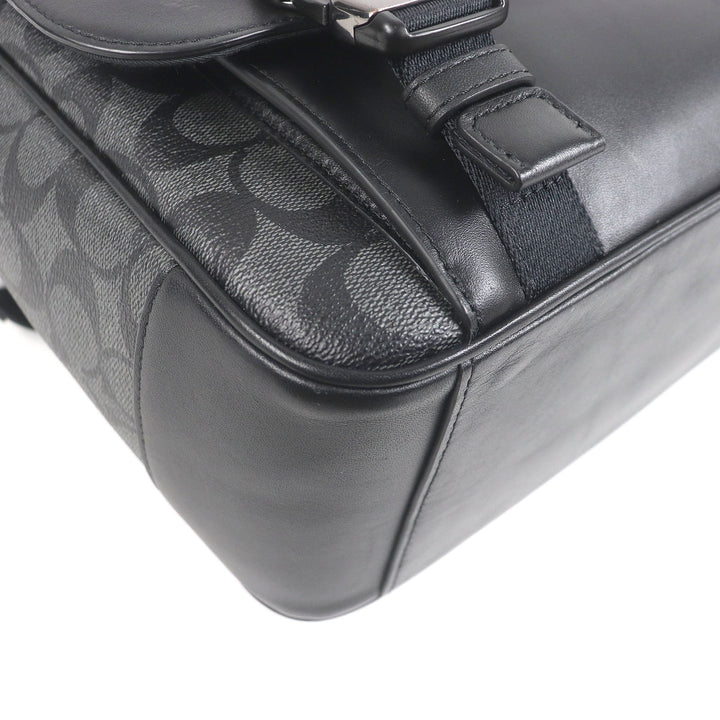 Great COACH Shoulder Bag Signature Truck Messenger Bag black leather mens C2793