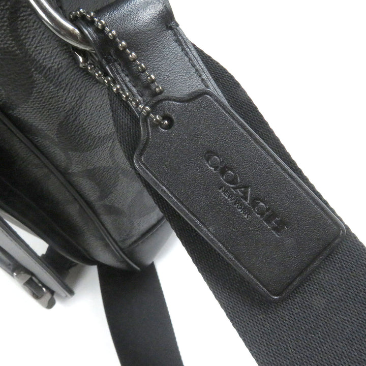 素晴らしいCOACHショルダーバッグシグネチャートラックメッセンジャーバッグブラックレザーメンズC2793