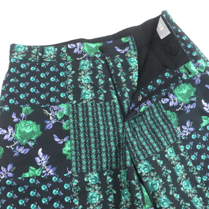 DIOR ショートパンツ 花柄 ショートパンツ ブラック グリーン コットン メンズ 48 293C170A5680 美品