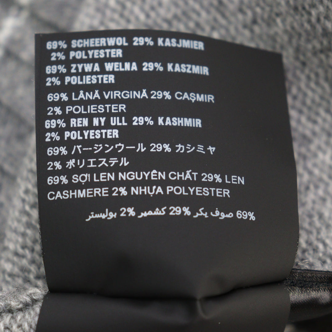 素晴らしいPRADAニット 刺繍ロゴ クルーネック グレー バージンウール カシミア メンズ 42 P24M2A