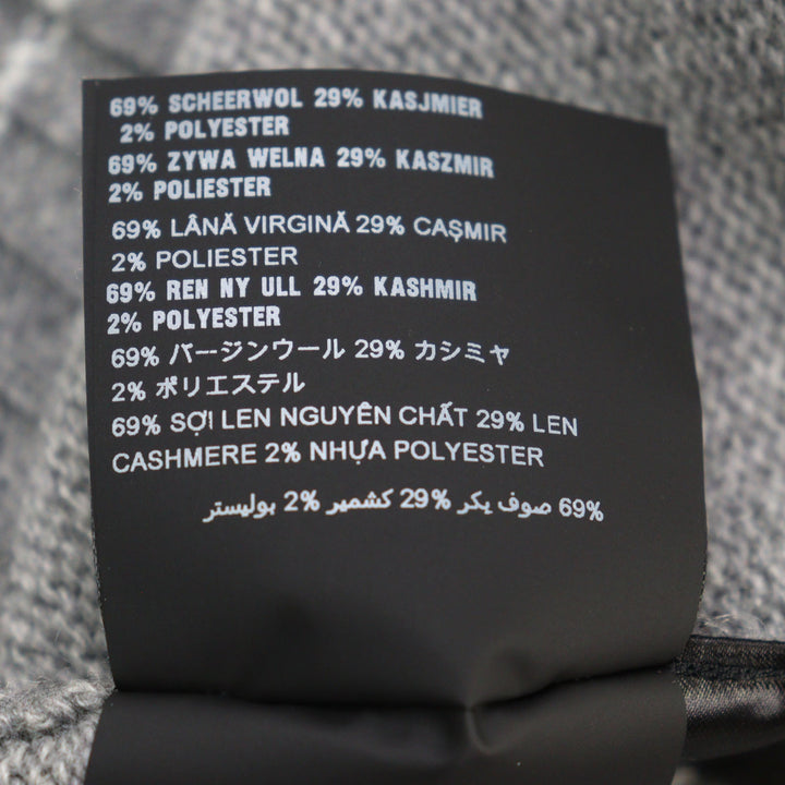 素晴らしいPRADAニット 刺繍ロゴ クルーネック グレー バージンウール カシミア メンズ 42 P24M2A