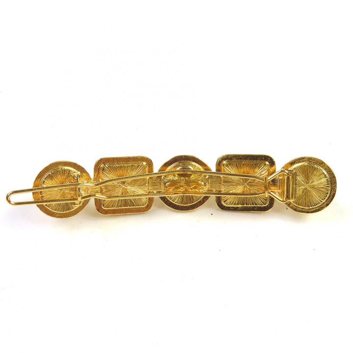 Excellent CHANEL hair accessory COCOMark Pearl Jewel Barrette HairClip gold B20K