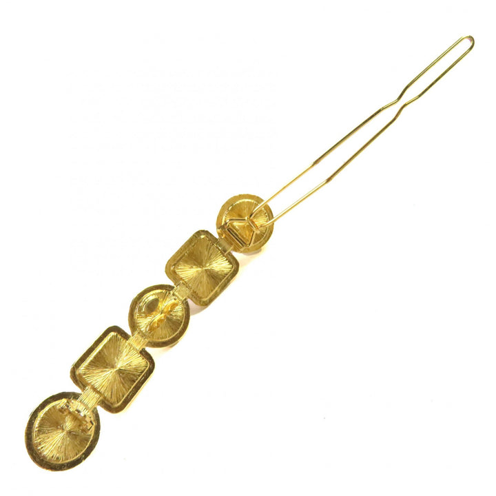 Excellent CHANEL hair accessory COCOMark Pearl Jewel Barrette HairClip gold B20K