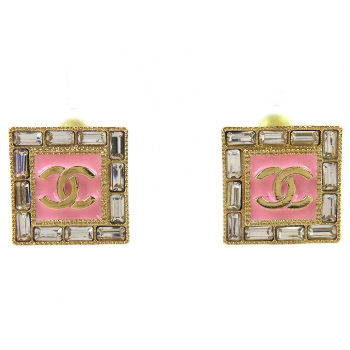 CHANEL ピアス COCO マーク ジュエル スクエアピアス（両耳用）ゴールド ピンク レディース B24S