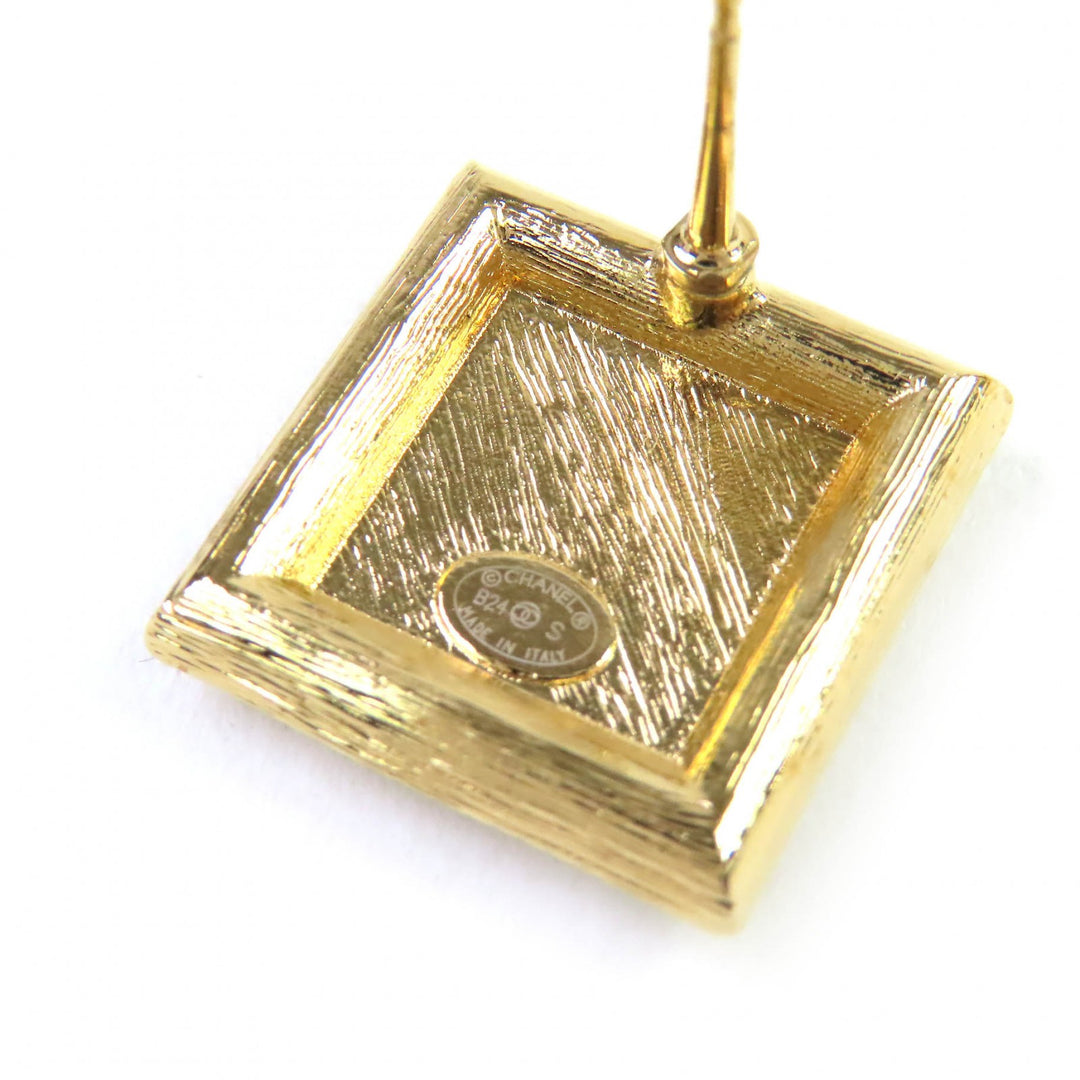Excellent CHANEL Pierce COCO Mark Jeweled Square Pierce (Binaural) gold B24S