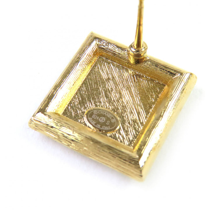 Excellent CHANEL Pierce COCO Mark Jeweled Square Pierce (Binaural) gold B24S