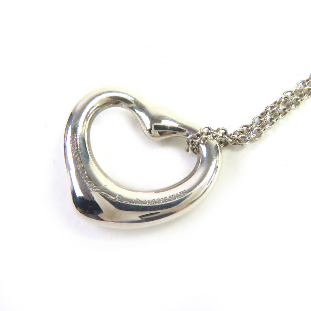 Great TIFFANY&Co. Necklace Open Heart Pendant 1P pink sapphire Silver SV925 Women
