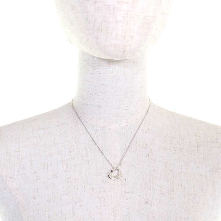 Great TIFFANY&Co. Necklace Open Heart Pendant 1P pink sapphire Silver SV925 Women