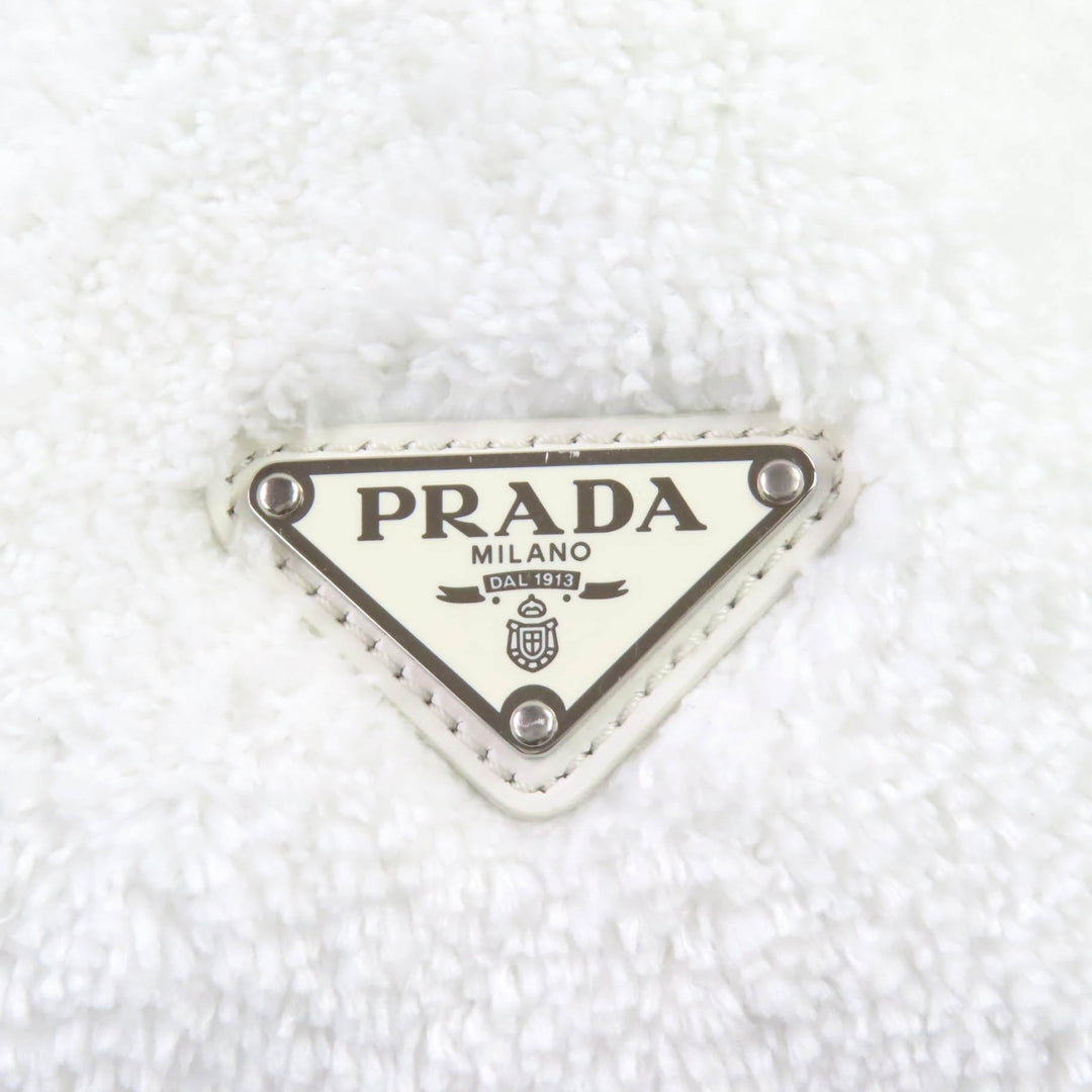 Great PRADA Tote Bag SPUGNA Triangle logo Soft terry Lettering Logo Pile 1BG130