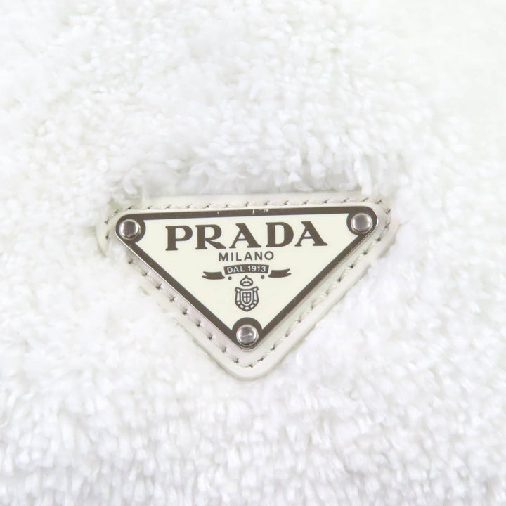 Great PRADA Tote Bag SPUGNA Triangle logo Soft terry Lettering Logo Pile 1BG130