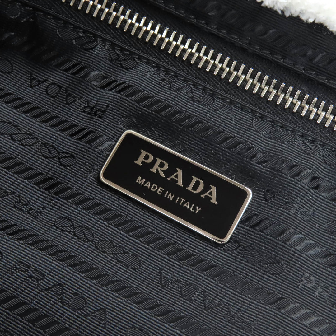 Great PRADA Tote Bag SPUGNA Triangle logo Soft terry Lettering Logo Pile 1BG130