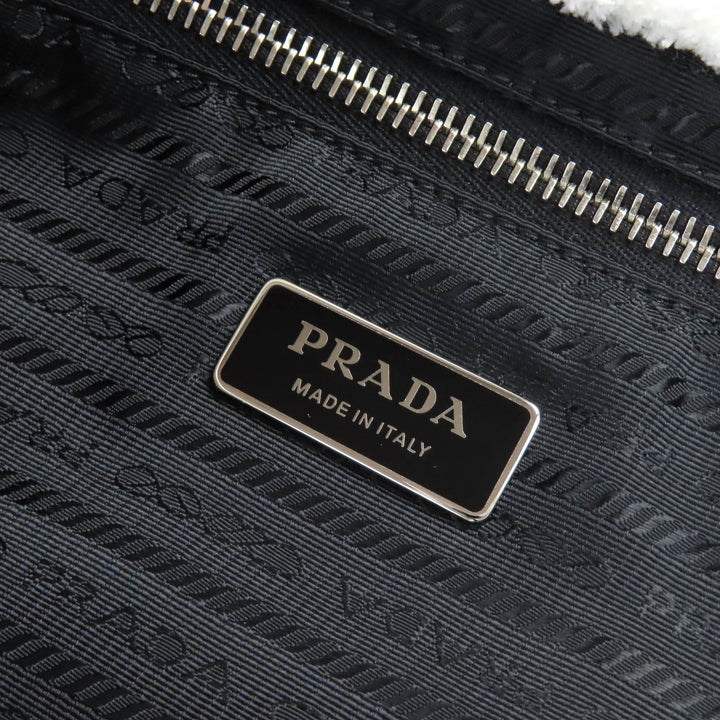 Great PRADA Tote Bag SPUGNA Triangle logo Soft terry Lettering Logo Pile 1BG130