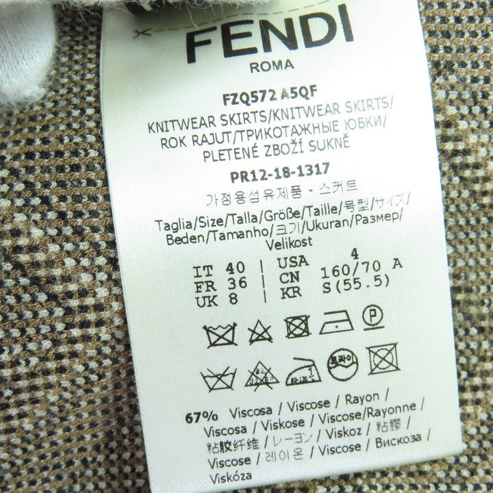 フェンディ ミニスカート Fロゴ 総柄 ニット ブラック系 レーヨン レディース 40