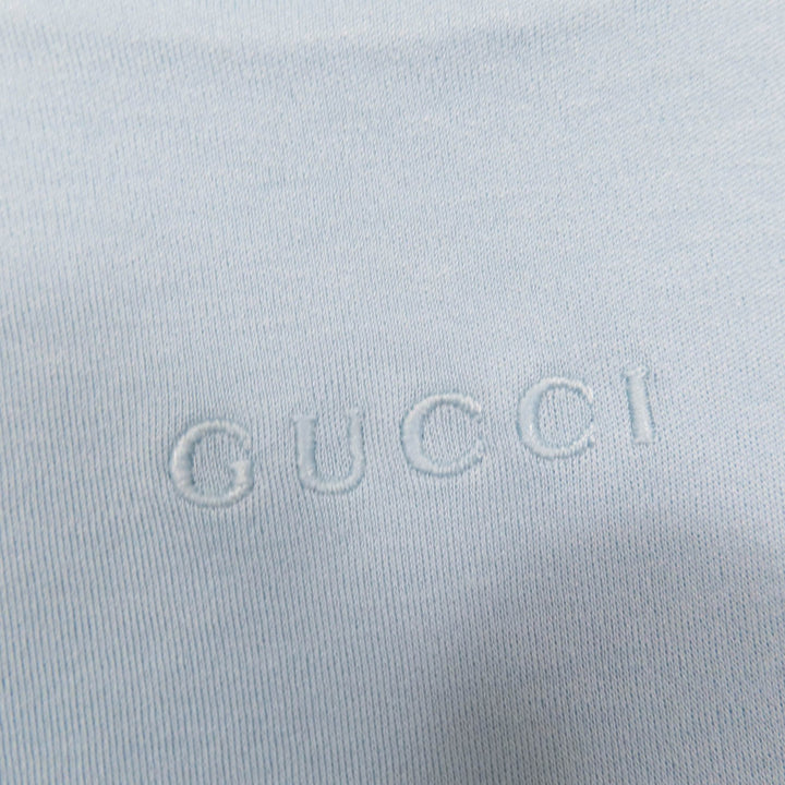 新品 GUCCI Tシャツ ロゴ刺繍 ライトブルー コットン レディース M 837965