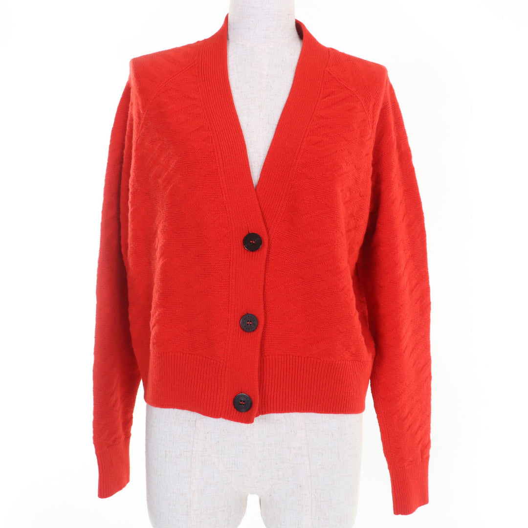 Excellent HERMES cardigan H motif Serie button long sleeve knit Red wool Women 36