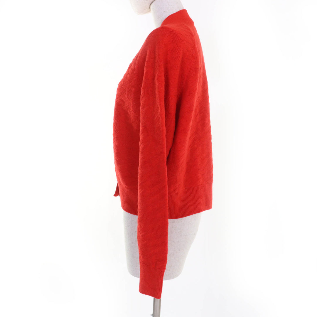 Excellent HERMES cardigan H motif Serie button long sleeve knit Red wool Women 36