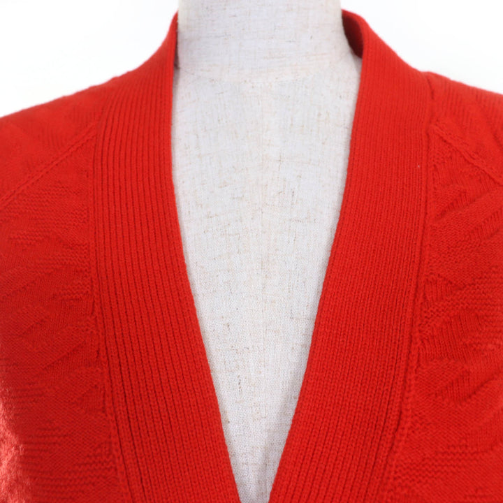 Excellent HERMES cardigan H motif Serie button long sleeve knit Red wool Women
