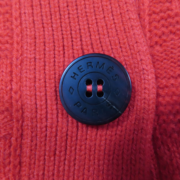 Excellent HERMES cardigan H motif Serie button long sleeve knit Red wool Women 36