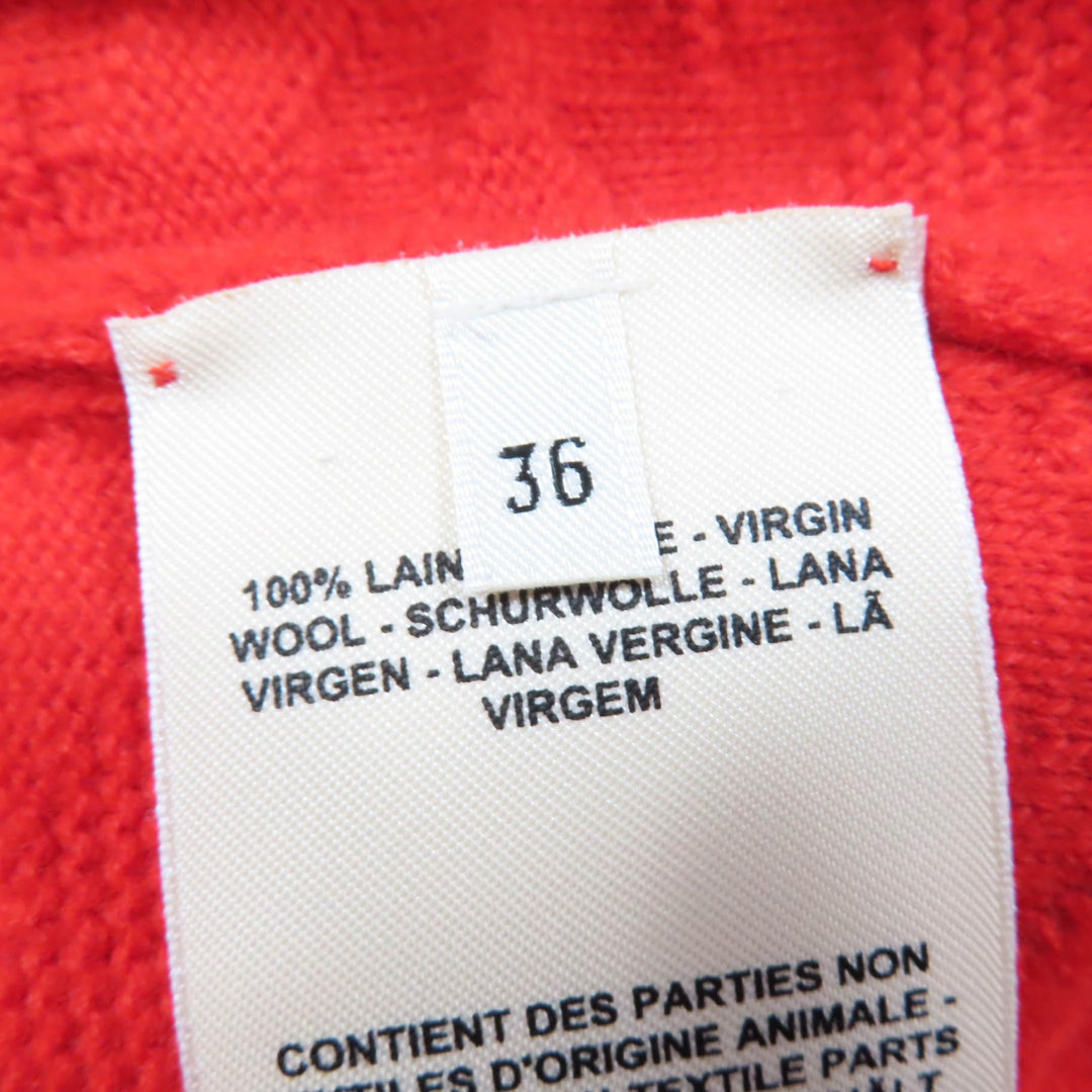 Excellent HERMES cardigan H motif Serie button long sleeve knit Red wool Women