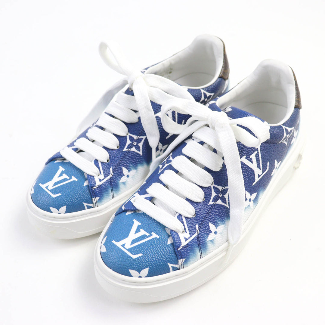 Great LOUIS VUITTON sneakers LV Escal Monogram blue leather Women 34.5 CL1129