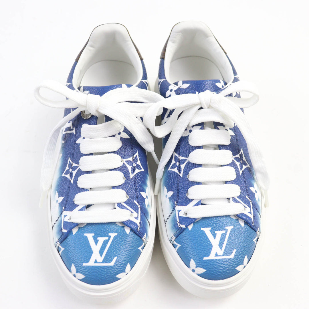 Great LOUIS VUITTON sneakers LV Escal Monogram blue leather Women 34.5 CL1129