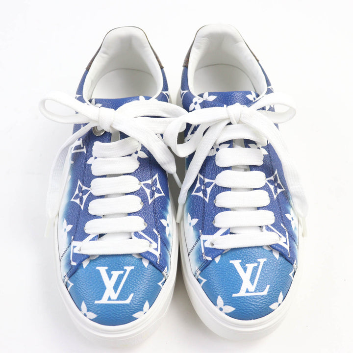 Great LOUIS VUITTON sneakers LV Escal Monogram blue leather Women 34.5 CL1129