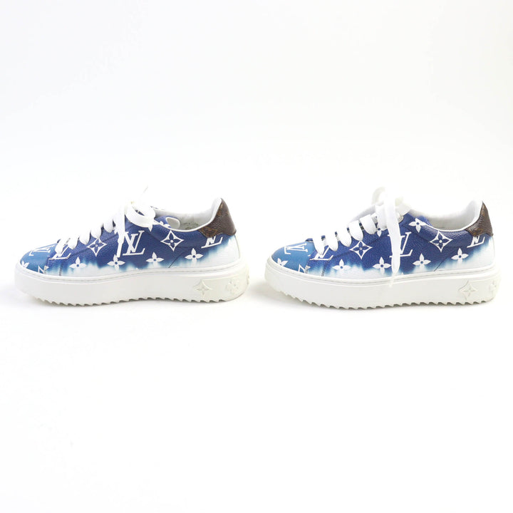 Great LOUIS VUITTON sneakers LV Escal Monogram blue leather Women 34.5 CL1129