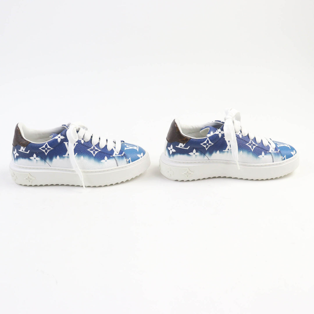 Great LOUIS VUITTON sneakers LV Escal Monogram blue leather Women 34.5 CL1129