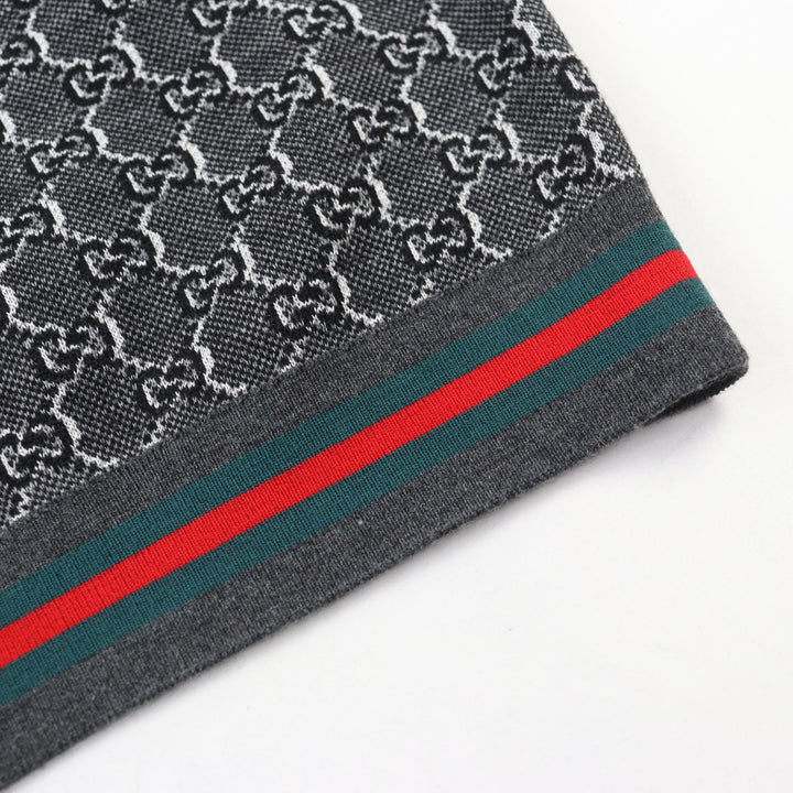 新品 GUCCI カーディガン シルク混 GGジャカード グレー ウール メンズ S 801702