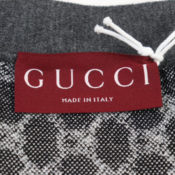 新品 GUCCI カーディガン シルク混 GGジャカード グレー ウール メンズ S 801702
