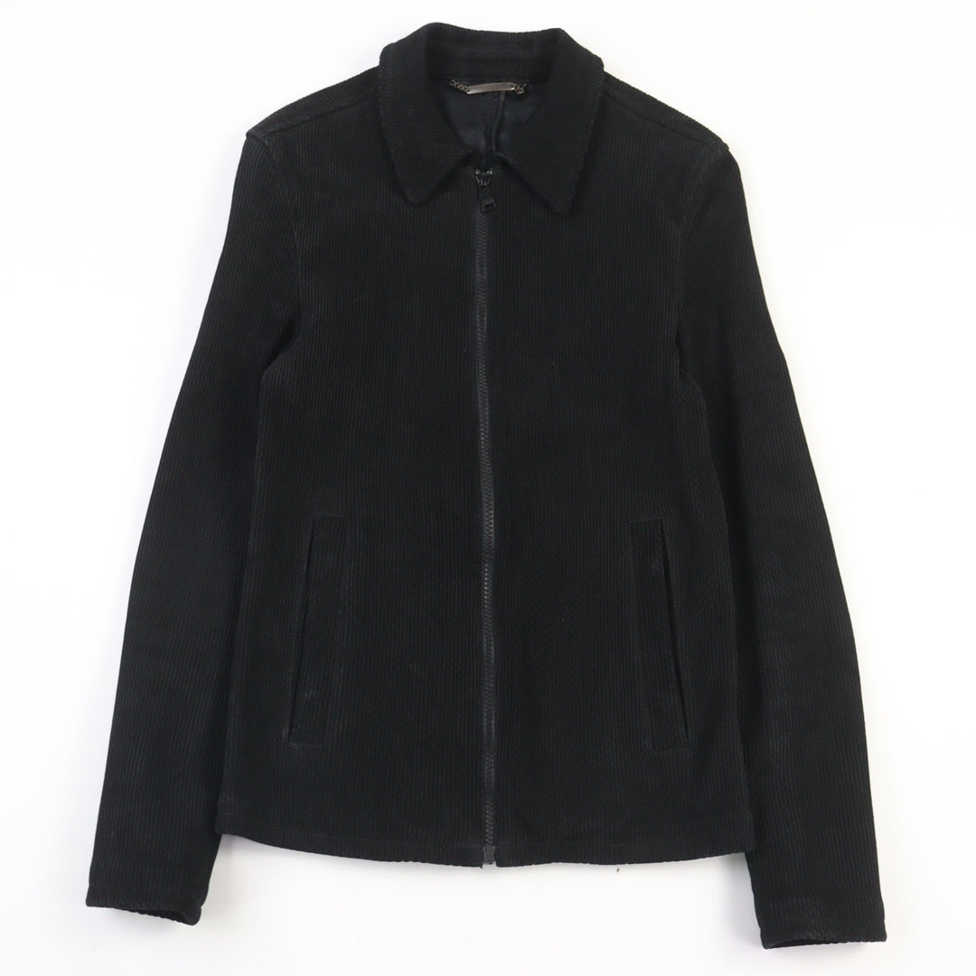 Great DOLCE&GABBANA leather jacket double zip black lambskin men 46 G9BF1L