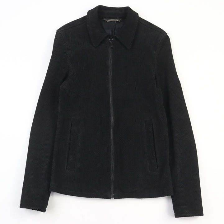 Great DOLCE&GABBANA leather jacket double zip black lambskin men 46 G9BF1L