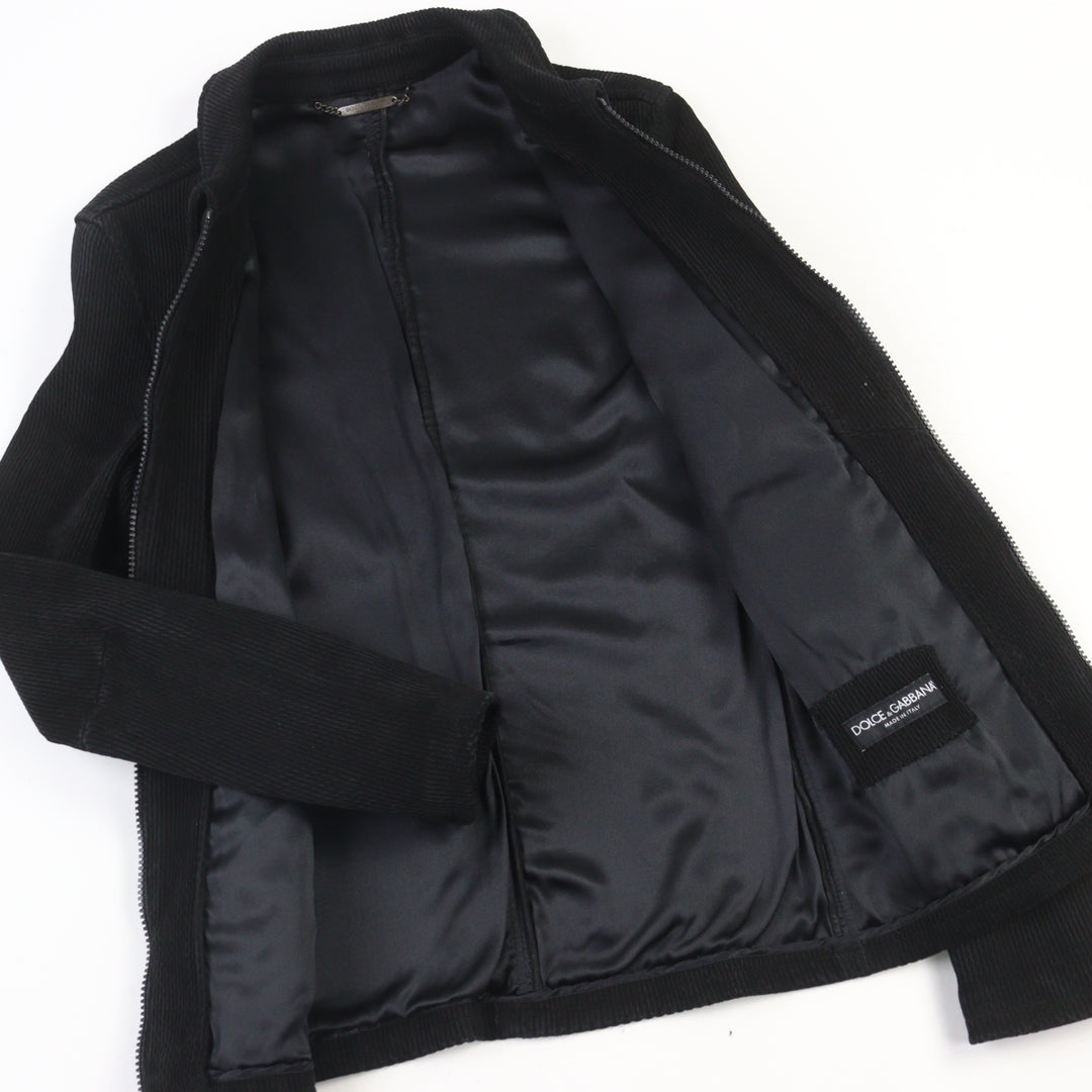 Great DOLCE&GABBANA leather jacket double zip black lambskin men 46 G9BF1L