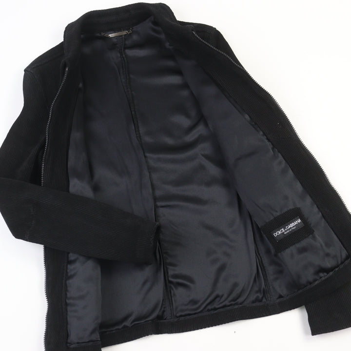 Great DOLCE&GABBANA leather jacket double zip black lambskin men 46 G9BF1L
