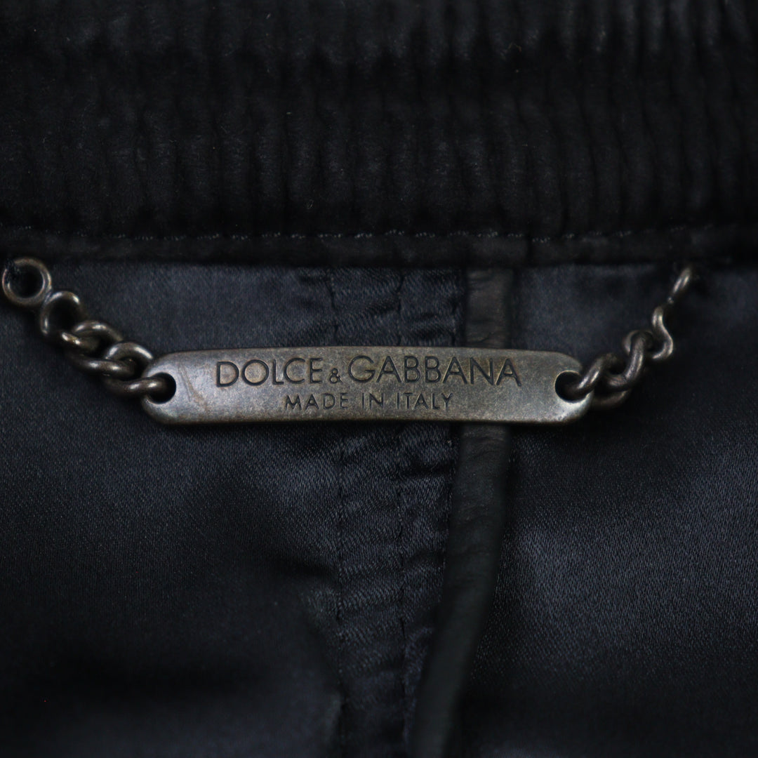 Great DOLCE&GABBANA leather jacket double zip black lambskin men 46 G9BF1L