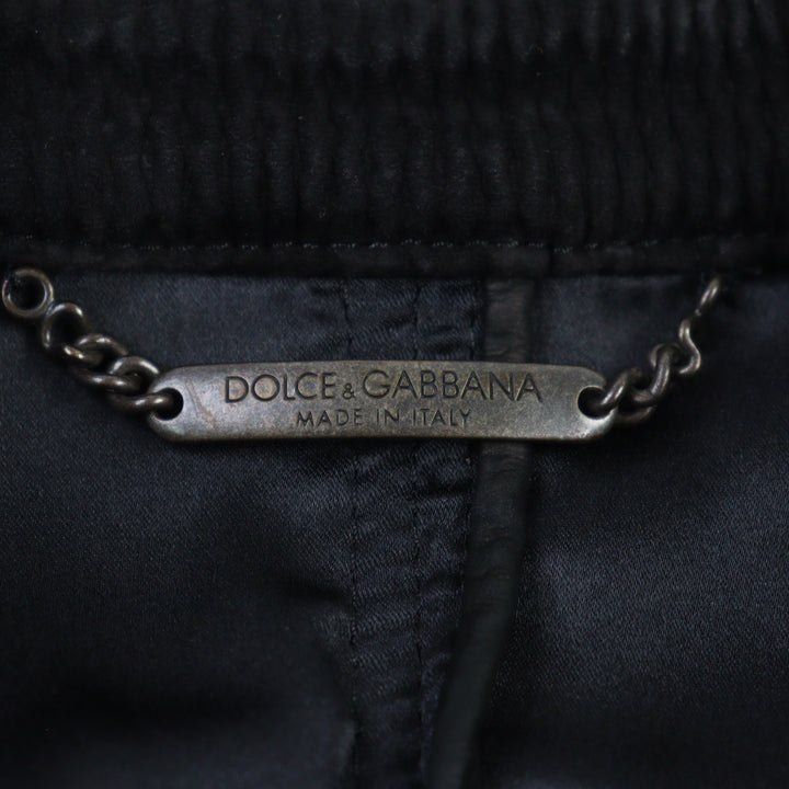 Great DOLCE&GABBANA leather jacket double zip black lambskin men 46 G9BF1L