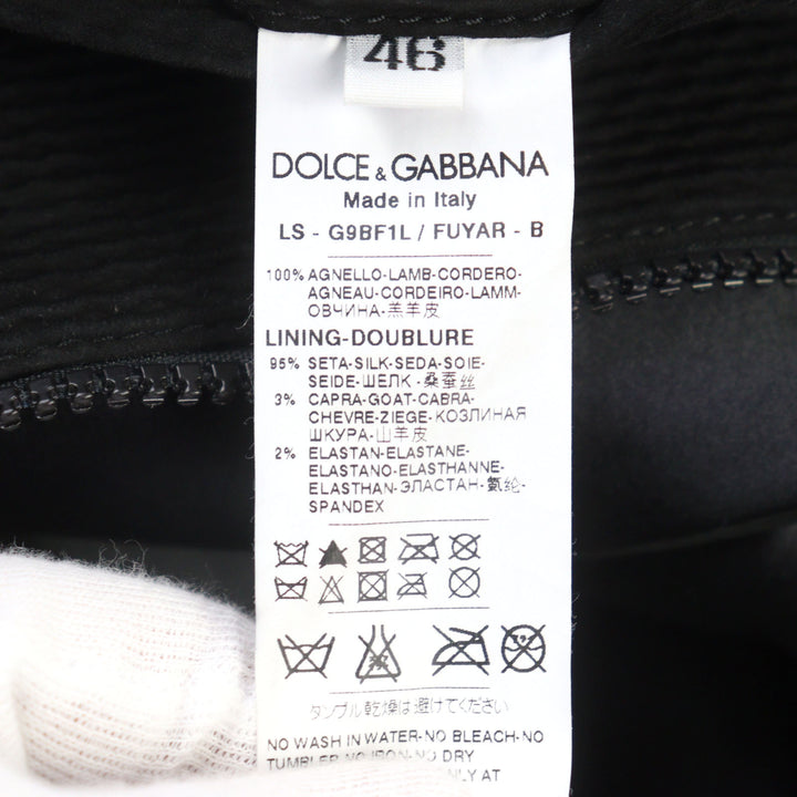 Great DOLCE&GABBANA leather jacket double zip black lambskin men 46 G9BF1L