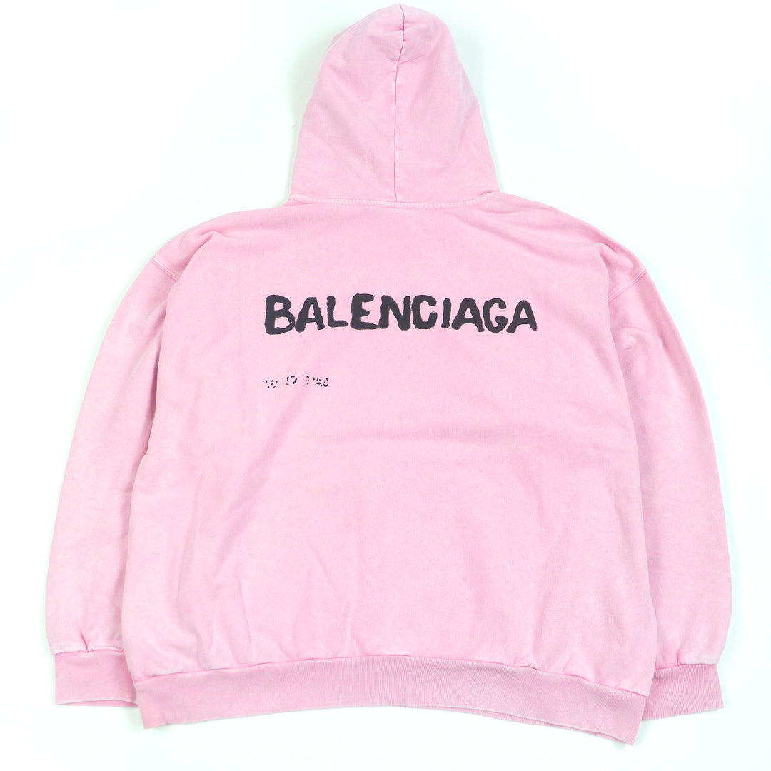 BALENCIAGA パーカー 手描きミディアムフィットプルオーバーパーカー ダメージ加工 767877