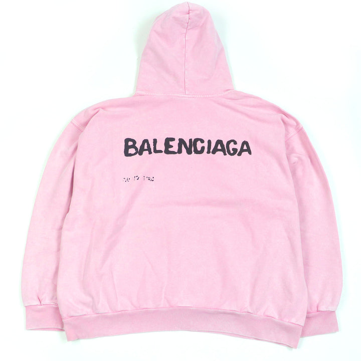 BALENCIAGA パーカー 手描きミディアムフィットプルオーバーパーカー ダメージ加工 767877