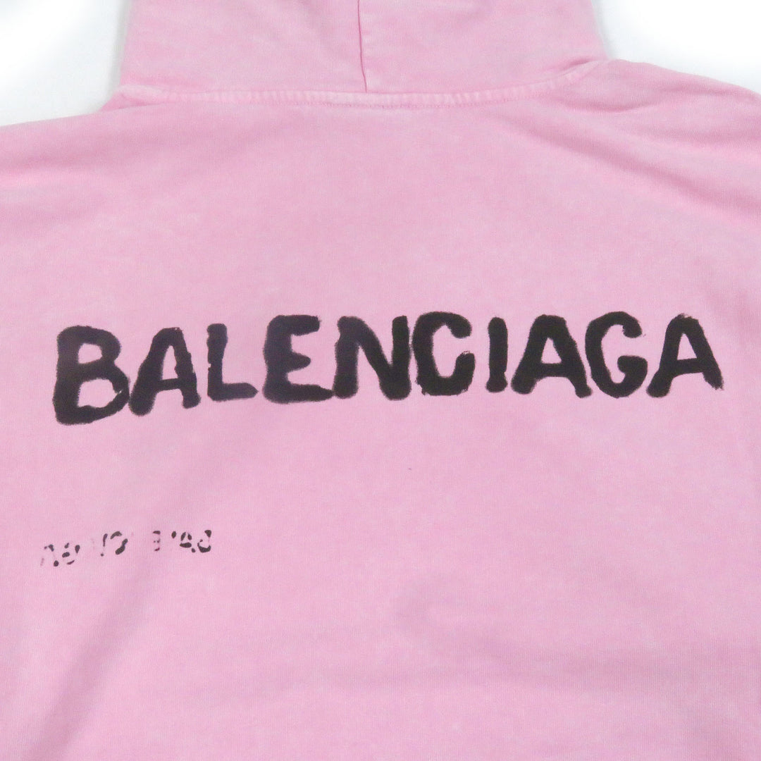 BALENCIAGA パーカー 手描きミディアムフィットプルオーバーパーカー ダメージ加工 767877