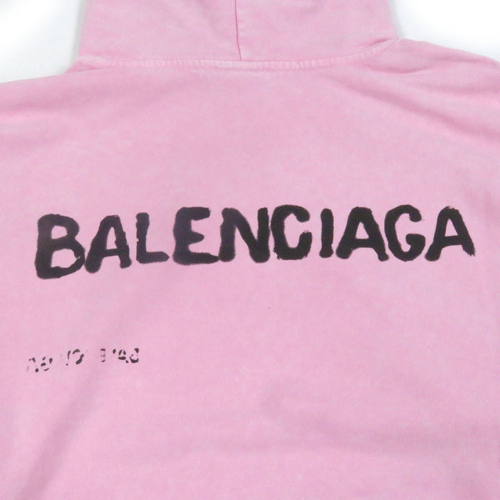 BALENCIAGA パーカー 手描きミディアムフィットプルオーバーパーカー ダメージ加工 767877