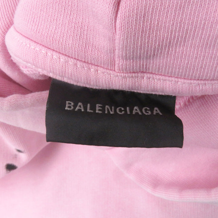 BALENCIAGA パーカー 手描きミディアムフィットプルオーバーパーカー ダメージ加工 767877