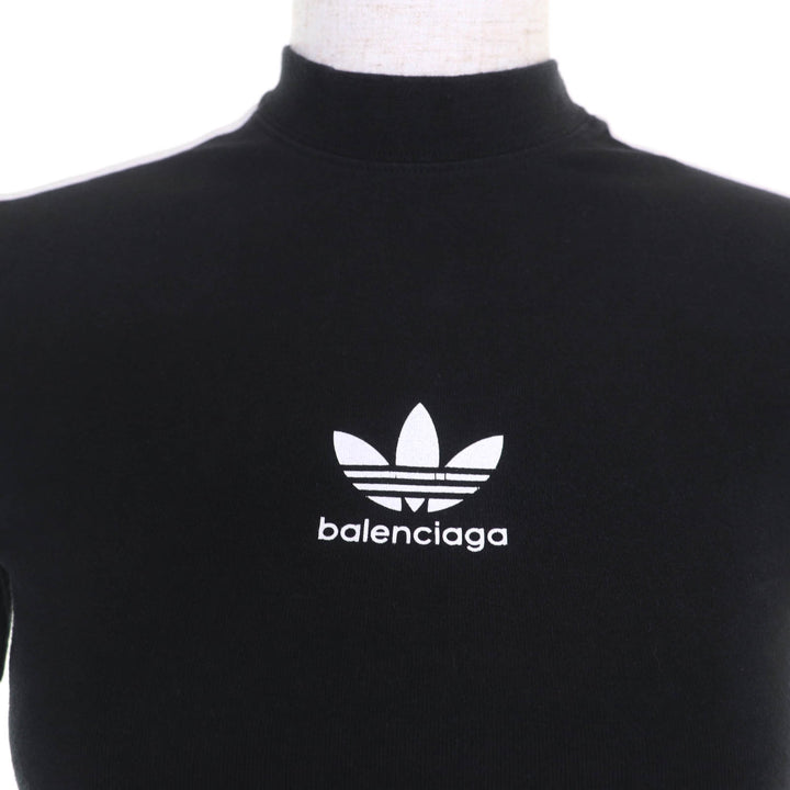 新品 BALENCIAGA×adidas 半袖Tシャツ ブラック コットン レディース XS 723782