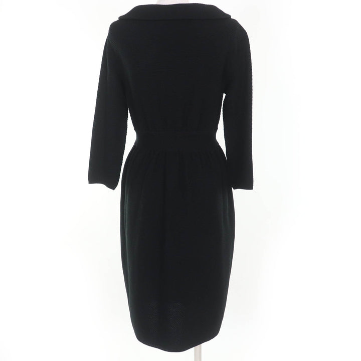 Great Christian Dior coat Leather knitwear black cotton Women 40 1C24801GM528