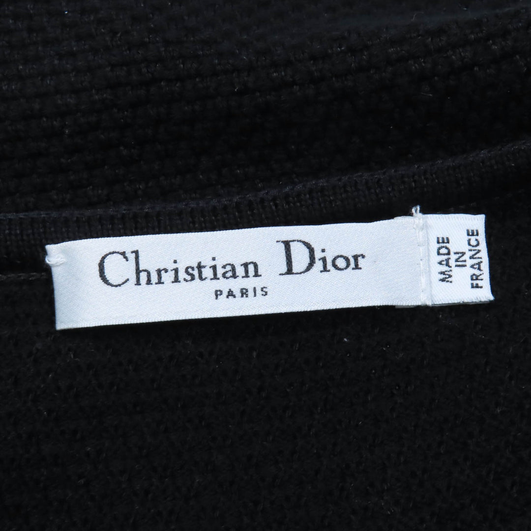 Great Christian Dior coat Leather knitwear black cotton Women 40 1C24801GM528